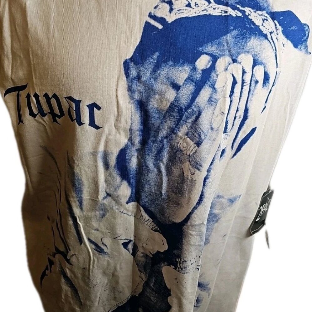 Tupac Me Against The World Double Sided Graphic Shirt 2Pac Brand Size Large Wht - Picture 2 of 10
